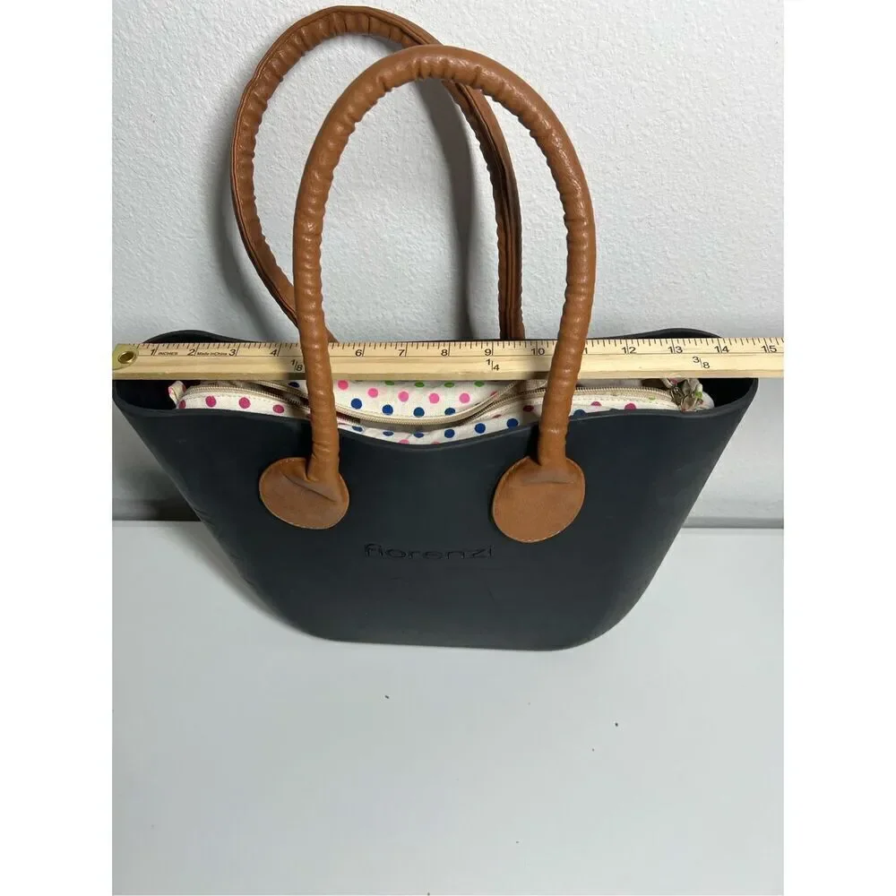 RARE Fiorenzi WATERPROOF TOTE BAG W/HANDLE BLACK BROWN